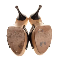 Versace Black Leather Slide Sandals Size 37 For Women -Versace Official Website luxury women versace used shoes p420926 001