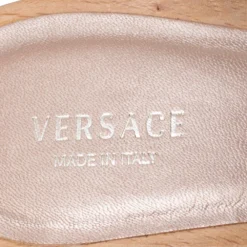 Versace Black Leather Slide Sandals Size 37 For Women -Versace Official Website luxury women versace used shoes p420926 006