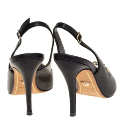 Versace Black Leather Palazzo Medusa Slingback Pumps Size 37.5 For Women 12 Versace Black Leather Palazzo Medusa Slingback Pumps Size 37.5 For Women -Versace Official Website luxury women versace used shoes p428649 002