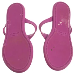 Versace Purple Rubber Medusa Thong Flats Size 39 For Women -Versace Official Website luxury women versace used shoes p433751 008