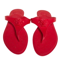 Versace Red Rubber Medusa Thong Flat Sandals Size 39 For Women -Versace Official Website luxury women versace used shoes p435139 006