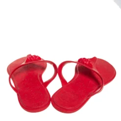 Versace Red Rubber Medusa Thong Flat Sandals Size 39 For Women -Versace Official Website luxury women versace used shoes p435139 007