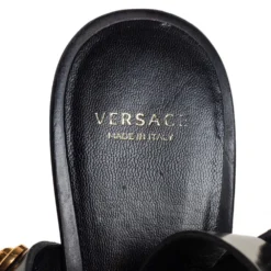 Versace Black Leather Medusa Embellished Ankle Wrap Platform Sandals Size 37 For Women -Versace Official Website luxury women versace used shoes p442204 007