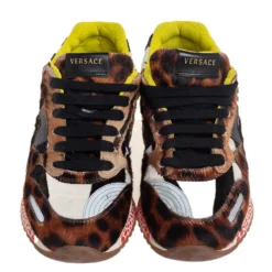 Versace Multicolor Animal Print Fur And Leather Sneakers Size 36 For Women -Versace Official Website luxury women versace used shoes p443698 002