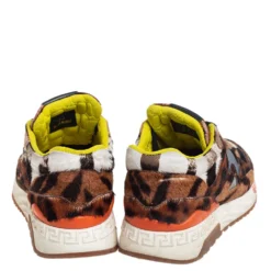 Versace Multicolor Animal Print Fur And Leather Sneakers Size 36 For Women -Versace Official Website luxury women versace used shoes p443698 003