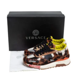 Versace Multicolor Animal Print Fur And Leather Sneakers Size 36 For Women -Versace Official Website luxury women versace used shoes p443698 005