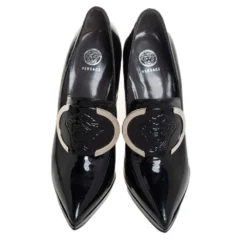 Versace Black Patent Leather Medusa Pointed Toe Pumps Size 38 For Women -Versace Official Website luxury women versace used shoes p443715 001