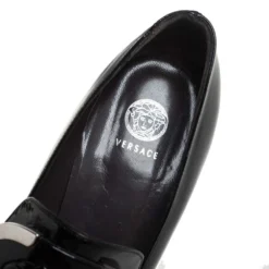 Versace Black Patent Leather Medusa Pointed Toe Pumps Size 38 For Women -Versace Official Website luxury women versace used shoes p443715 002