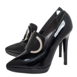 Versace Black Patent Leather Medusa Pointed Toe Pumps Size 38 For Women -Versace Official Website luxury women versace used shoes p443715 003