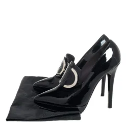 Versace Black Patent Leather Medusa Pointed Toe Pumps Size 38 For Women -Versace Official Website luxury women versace used shoes p443715 006