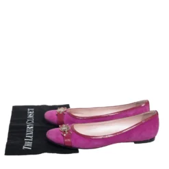 Versace Purple Suede And Patent Leather Ballerina Flats Size 40 For Women -Versace Official Website luxury women versace used shoes p447814 001