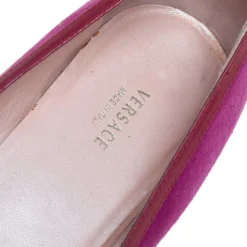 Versace Purple Suede And Patent Leather Ballerina Flats Size 40 For Women -Versace Official Website luxury women versace used shoes p447814 005