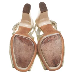 Versace Gold Leather Slingback Sandals Size 37 For Women -Versace Official Website luxury women versace used shoes p454089 002