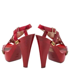 Versace Red Patent Leather Platform Sandals Size 35 For Women -Versace Official Website luxury women versace used shoes p457352 002