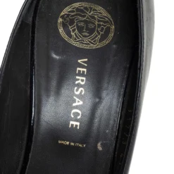 Versace Black Patent Leather Medusa Logo Pointed Toe Pumps Size 41 For Women -Versace Official Website luxury women versace used shoes p457995 005