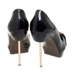 Versace Black Patent Leather Medusa Logo Pointed Toe Pumps Size 41 For Women -Versace Official Website luxury women versace used shoes p457995 007