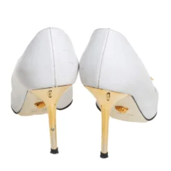 Versace White Leather Palazzo Pointed Toe Pumps Size 36 For Women -Versace Official Website luxury women versace used shoes p458506 004