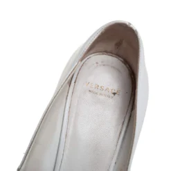 Versace White Leather Palazzo Pointed Toe Pumps Size 36 For Women -Versace Official Website luxury women versace used shoes p458506 009