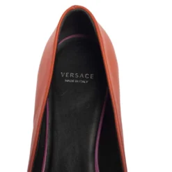 Versace Purple/Orange Leather Medusa Pointed Toe Ballet Flats Size 38 For Women -Versace Official Website luxury women versace used shoes p460783 002