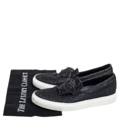 Versace Black Glitter Medusa Slip On Sneakers Size 38 For Women 15 Versace Black Glitter Medusa Slip On Sneakers Size 38 For Women -Versace Official Website luxury women versace used shoes p461734 003