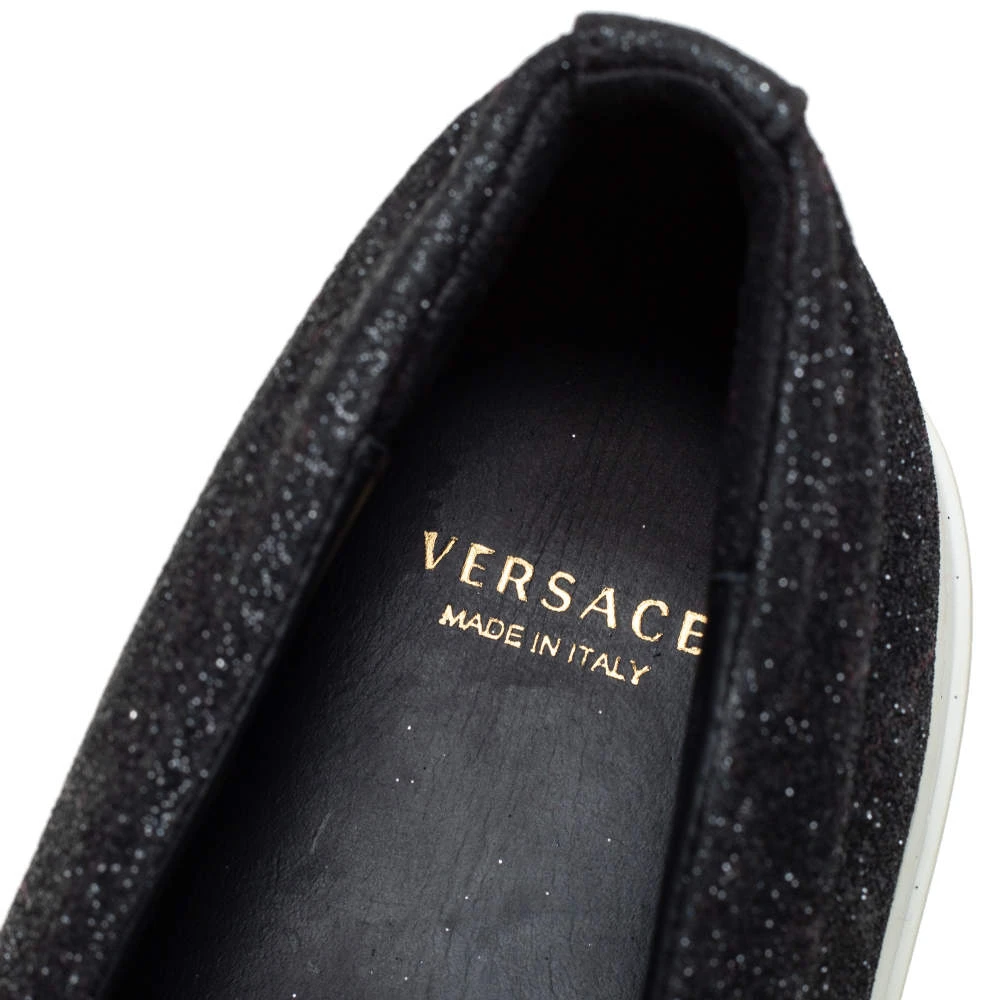 Versace Black Glitter Medusa Slip On Sneakers Size 38 For Women 7 Versace Black Glitter Medusa Slip On Sneakers Size 38 For Women - Image 7