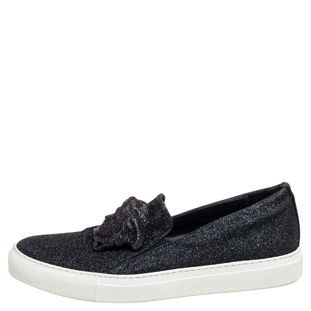 Versace Black Glitter Medusa Slip On Sneakers Size 38 For Women 2 Versace Black Glitter Medusa Slip On Sneakers Size 38 For Women - Image 2