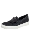 Versace Black Glitter Medusa Slip On Sneakers Size 38 For Women