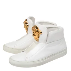 Versace White Leather Medusa Slip On High Top Sneakers Size 36 For Women -Versace Official Website luxury women versace used shoes p462017 004