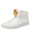 Versace White Leather Medusa Slip On High Top Sneakers Size 36 For Women
