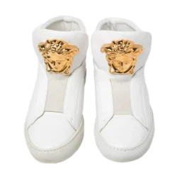 Versace White Leather Medusa Slip On High Top Sneakers Size 36 For Women -Versace Official Website luxury women versace used shoes p462017 008
