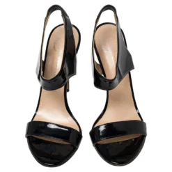 Versace Black/Red Patent Leather And Leather Slingback Sandals Size 39 For Women -Versace Official Website luxury women versace used shoes p463424 004