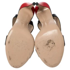 Versace Black/Red Patent Leather And Leather Slingback Sandals Size 39 For Women -Versace Official Website luxury women versace used shoes p463424 007