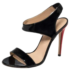 Versace Black/Red Patent Leather And Leather Slingback Sandals Size 39 For Women