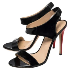 Versace Black/Red Patent Leather And Leather Slingback Sandals Size 39 For Women -Versace Official Website luxury women versace used shoes p463424 011