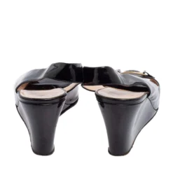 Versace Black Patent Leather Wedge Sandals Size 39 For Women 12 Versace Black Patent Leather Wedge Sandals Size 39 For Women -Versace Official Website luxury women versace used shoes p465407 008