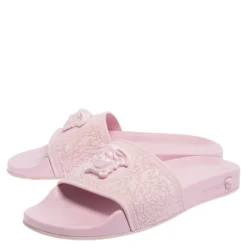 Versace Pink Rubber Medusa Flat Slides Size 39 For Women -Versace Official Website luxury women versace used shoes p465651 009