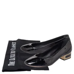 Versace Black Patent Leather Medusa Embellished Block Heel Pumps Size 36 For Women -Versace Official Website luxury women versace used shoes p466704 001