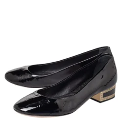 Versace Black Patent Leather Medusa Embellished Block Heel Pumps Size 36 For Women -Versace Official Website luxury women versace used shoes p466704 009