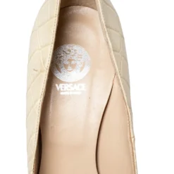 Versace Beige Croc Embossed Leather Pointed Toe Pumps Size 36 For Women 15 Versace Beige Croc Embossed Leather Pointed Toe Pumps Size 36 For Women -Versace Official Website luxury women versace used shoes p467089 002