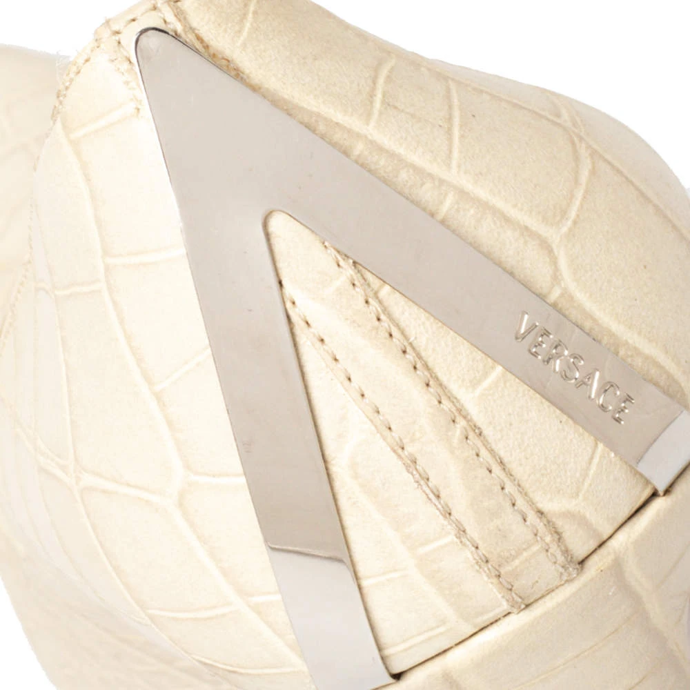 Versace Beige Croc Embossed Leather Pointed Toe Pumps Size 36 For Women 8 Versace Beige Croc Embossed Leather Pointed Toe Pumps Size 36 For Women - Image 8