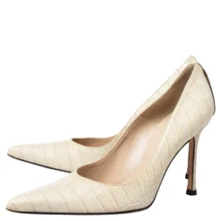 Versace Beige Croc Embossed Leather Pointed Toe Pumps Size 36 For Women 12 Versace Beige Croc Embossed Leather Pointed Toe Pumps Size 36 For Women -Versace Official Website luxury women versace used shoes p467089 006