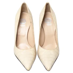 Versace Beige Croc Embossed Leather Pointed Toe Pumps Size 36 For Women 11 Versace Beige Croc Embossed Leather Pointed Toe Pumps Size 36 For Women -Versace Official Website luxury women versace used shoes p467089 009
