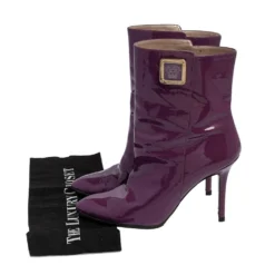 Versace Purple Patent Leather Medusa Ankle Boots Size 38.5 For Women 15 Versace Purple Patent Leather Medusa Ankle Boots Size 38.5 For Women -Versace Official Website luxury women versace used shoes p471704 002