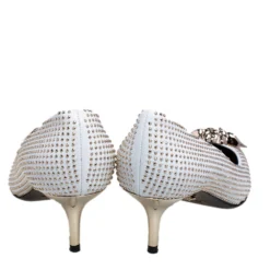 Versace White/Gold Leather Studded Medusa Pumps Size 39 For Women -Versace Official Website luxury women versace used shoes p472089 008
