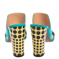 Versace Turquoise Leather Open Toe Mule Sandals Size 38 For Women -Versace Official Website luxury women versace used shoes p475560 003