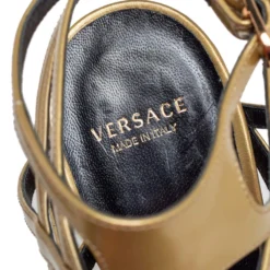Versace Metallic Gold Patent Leather Gladiator Sandals Size 38 For Women -Versace Official Website luxury women versace used shoes p475742 005