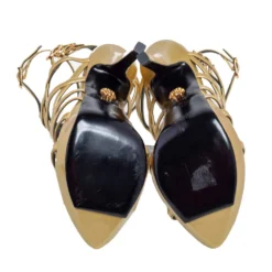 Versace Metallic Gold Patent Leather Gladiator Sandals Size 38 For Women -Versace Official Website luxury women versace used shoes p475742 008