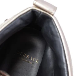 Versace Gold Leather Studded High Top Sneakers Size 39 For Women -Versace Official Website luxury women versace used shoes p476360 007