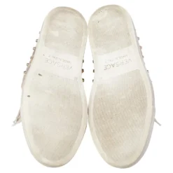 Versace Gold Leather Studded High Top Sneakers Size 39 For Women -Versace Official Website luxury women versace used shoes p476360 008