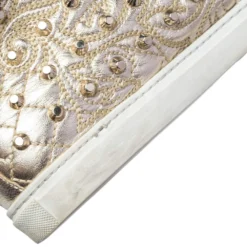 Versace Gold Leather Studded High Top Sneakers Size 39 For Women -Versace Official Website luxury women versace used shoes p476360 009